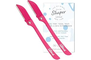 Lilibeth of New York Original Brow Shaper - Foldable Eyebrow Trimmer & Facial Hair Removal Device - Peach Fuzz Remover - Dermaplaning Tool for Women - Pack of 2 - Pink