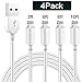 Price comparison product image WUXIAN Phone Charger Cable 4-PACK [3/6/6/10 ft] USB Cable Extra Long Nylon Braided Cable For Phone X/8/8 P/7/7 Plus/6/6 Plus/6s/6s Plus/5/5s/5c/se-Silver and Grey