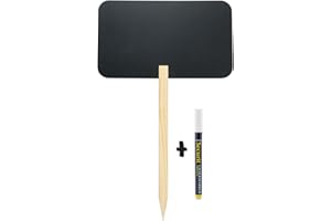 SECURIT - Lavagna A Forma Rettangolare con Punta di Legno E 1 Pennarello A Gesso Liquido Bianco - per caffè, Ristoranti, Bar, Negozi - 49,2x67 cm