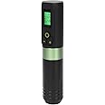 TUORE Wireless Tattoo Pen, LED Display Timing Function Liner Shader Rotary Tattoo Pen Cartridge Needle for Salon for Beginners (Black Green)