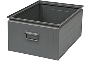 kaiserkraft | Stapelkasten aus Stahlblech | Volumen ca 80 l | basaltgrau RAL 7012