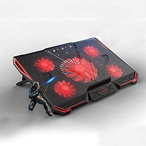 DDSS Notebook Cooling Pad, 12 „-17“ Laptop-Gaming-Cooling Pad, leise Lüfter 5, LED-Lampe, und zwei USB 2.0-Anschlüsse, verstellbare Halterung - 2