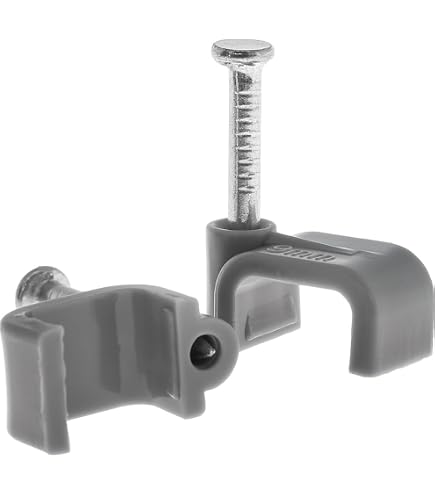 Lot De 100+ Clips Pour Fixer Câbles Plats - Avec Clous - Pour Intérieur/extérieur - Couleur Noire - 11