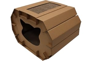 Croci - Cardboard scratching post for cats, closed box with reversible 2-layer scratching post, two-level scratching post for adult cats, 50x38x35 cm