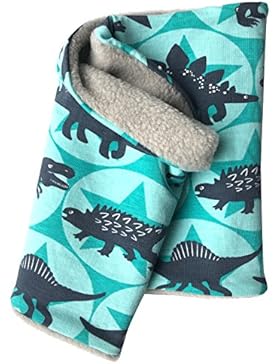 WOLLHUHN Warmes Halstuch, Zaubertuch, Schlupfschal, Schal Dinos mint für Jungen und Mädchen, Innenseite aus Fleece...