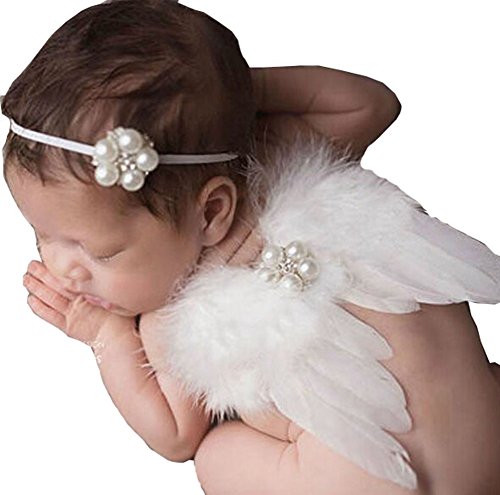 WANGSAURA New Born Baby Angel Wing Props For Photography Headband Infant Costume Outfit