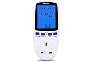 Eastron Power Meter Plug Energy Monitor Watt Meter Backlight LCD Display Electricity Usage Monitor Consumption Analyzer Voltage Amps Wattage KWH Outlet Power Meter Socket,