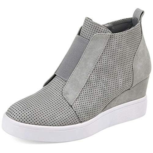 Zapatillas Deportivas de Mujer Sneakers Cuña Botines Casual Plataforma Piel 4.5cm Tacon Medio Invierno Ancho Ankle Boots Beige Azul Rosa 34-43 GY40