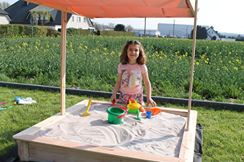 Sandkastenvlies 2 x 2 m weiß – Schutzvlies für Sandkasten und 4 x Erdanker - 2