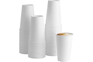 GUSTO [16 oz. - 470 ml - 100 Count Disposable White Paper Cups, Hot Coffee Cups - Eco-Friendly Hot Cups - Formerly Comfy Package