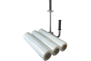 Kortpack : 3 Rollen Stretchfolie + 1 abroller/Stretchfolie 20my 450mm breit x 300 meter/Palettenfoliee Wickelfolie Verpackungsfolie