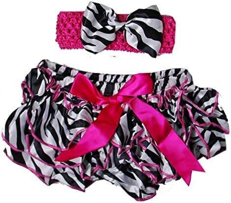 Kirei Sui Baby Zebra Bloomers &amp; Headband Set Hot Pink