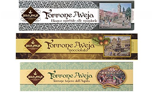 Preisvergleich Produktbild Dolci Aveja - Tris Verkostung von Nougat - Klassisches Nougat mit Schokolade, Weicher weißer Nougat mit Mandeln, Gianduia Haselnuss Nougat - 580g - Italienische Hand Made