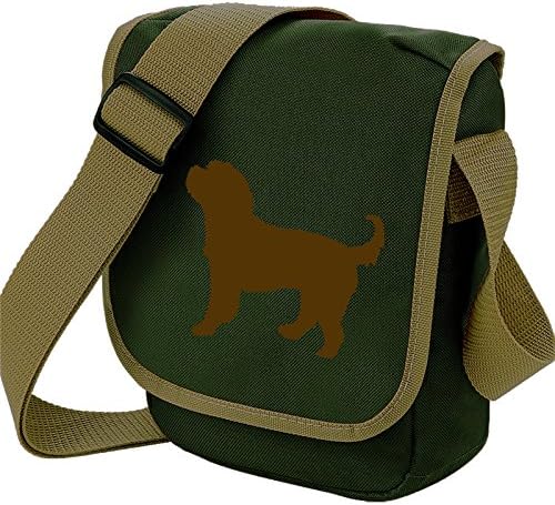 Cockerpoo Bag Reporter Bag Shoulder Bag Cockapoo Silhouette Cocker Spaniel Poodle Cross Dog Gift Choice of Colours (Brown Dog Olive Bag)
