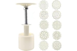 UYUYong Moules à Gâteau de Lune avec 10 Tampons à Biscuits Moule de Presse à Biscuits Pâtisserie Mooncake Mould pour Gâteaux Fondants de Lune