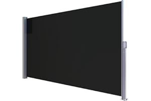 Home Trends® Toldo lateral de poliéster extensible de 280 g/㎡, protección visual, protección contra el viento y protección solar para balcón, jardín, terraza (antracita, 200 x 350 cm, acero)