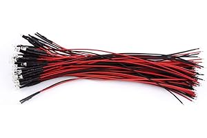 ZERONE Diody LED, żarówki (wstępnie okablowane, DC 9-12 V, 3 mm, 5 mm, 10 mm, do samodzielnego wykonania modeli, zabawek, biały/czerwony/niebieski/zielony, 50 sztuk