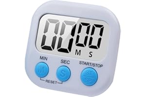 HOUDIAN Großer Bildschirm Digitaler Küchentimer Magnetisch Stoppuhr Timer mit Uhr, Timer für Backen, Küche, Studium, Trainingstraining, Count-Up- und Countdown-Uhr(Weiß)