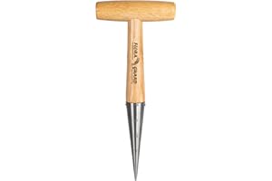 FLORA GUARD Plantoir à bulbes avec pointe en acier 27.5 cm - Plantoir à main avec manche en bois solide - Outil de jardinage