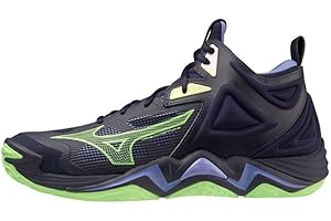 Mizuno Chaussures Volley-ball Homme, Wave Momentum 3 Mid, Evening Blue/Techno Green/Iolite