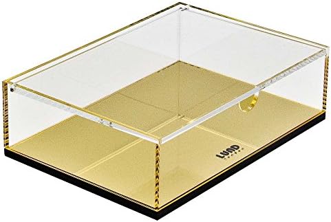 Lidded Transparent Acrylic Storage Box with Gold Base (Medium)