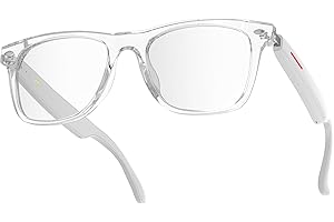 BLESSOURCE Smart Glasses for Men and Women, Open Ear Bluetooth Audio Glasses, Sunglasses Built in Mic & Speakers, Blue Light Filter & UV Pretection Polarized Lenses, IP65 Waterproof Bluetooth Glasses, White