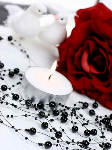 SiDeSo® Perlengirlande schwarz 5 Stück á 1,3m Tischdeko Hochzeit - 3