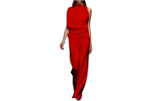 ZEZKT Mono Largo de Pierna Ancha Elegante de un Hombro para Mujer Moda cómodo Jumpsuit Verano Mujeres Mono sin Mangas Sexy para Fiesta Pantalones de Patas Anchas