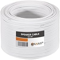 MANAX® Högtalarkabel 2 x 1,5 mm² vit 50 m ring