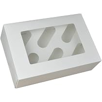 Scatole Per Cupcake Bianche Da 25 Pezzi - Confezione Da 4 Fori Per Muffin, Ideali Per Feste E Pasticceria, Dimensioni 17x17cm