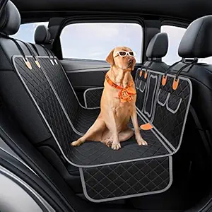 Petphil 4-in-1 Dog Car Seat Cover 100% Waterproof with Mesh Visual Window Nonslip Dog Hammock 900D Scratchproof Pet Seat Cover for Car Backseat