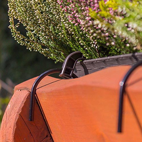 3 x Blumentopf Blumenkasten Balkonkasten Rattan Optik inkl. Untersetzer Halterung braun L 50 cm Ratolla - 7