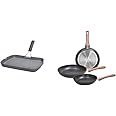 Tognana WI758BDAMNF Grill Rettangolare con Manico Pieghevole Mythos, Alluminio, Grigio, 1 & Set 3 padelle 20-24-28 cm, Allumi