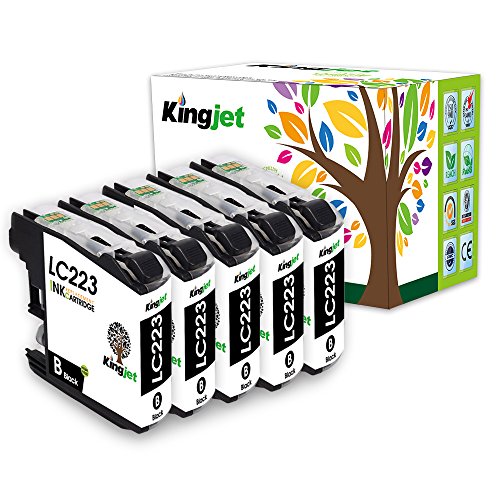 Kingjet 5 Stück LC223 Schwarz Tintenpatronen hohe Kapazität Ersatz für Brother LC 223 mit Chips und Füllstandsanzeige kompatibel mit Brother DCP-J4120DW MFC-J4420DW MFC-J4620DW MFC-J4625DW MFC-J5320DW MFC-J5620DW MFC-J5720DW DCP-J562DW MFC-J480DW MFC-J680DW MFC-J880DW - 3