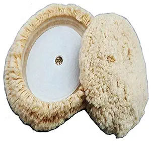 MLD Polishing Pad Buffing 7Inch 180 mm 100% Natural Wool Hook and Loop Grip for Compound Cutting and Car Motorcycle Washing Machine Refrigerator Furniture Cabinets