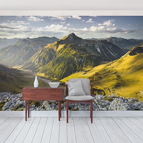 Vliestapete - Berge und Tal der Lechtaler Alpen im Tirol - Fototapete Breit Vlies Tapete Wandtapete Wandbild Foto 3D Fototapete, Größe HxB: 290cm x 432cm