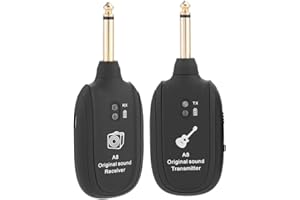 Acogedor Wireless Guitar System Transmitter Receiver Kit, Digital Guitar Bass Audio Transmitter Receiver Built-in Rechargeable for Electric Guitar, Bass, Violin, Musical Instrument