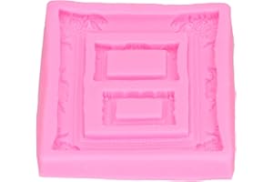 FDIT Marco de fotos retro y marco de espejo Molde de silicona Fondant Herramienta de decoración de pasteles Molde de arcilla de caramelo de chocolate para hacer pasteles Diy Chocolates(Rosa)