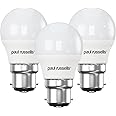paul russells LED Bayonet Cap B22 Light, 25w Equivalent, 2.5W 250LM LED Bulbs, Mini Globe 2700K Warm White Lamps, Frosted Round G45 BC Golf Energy Saving Chandelier Non-Dimmable Lightbulbs, Pack of 3