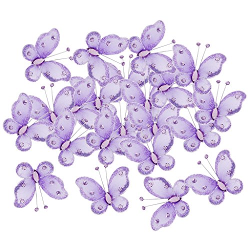 Drahtgebundenen Netz Strumpf Glanz Schmetterlinge 5×4.5 cm 50 Stk. Lila - 6