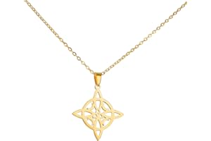 kkjoy Naszyjnik z węzłem czarownic ze stali nierdzewnej magiczny węzeł pogański symbol wiccan wisiorek 4-spiczasty węzeł celtycki czary naszyjnik dla kobiet dziewcząt