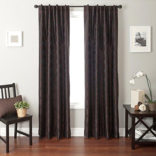Softline Presidio Geometric Jacquard Lined Window Treatment/Panel/Curtain/Drape with Rod Pocket and Back Tabs Measures in Espresso, Espresso, 55" x 96"