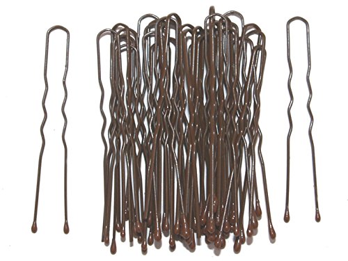 Useful box of 36 dark brown waved hair pins. Longer length 6.5cm. Classic hair accessory. Perfect for buns, up-dos and more.