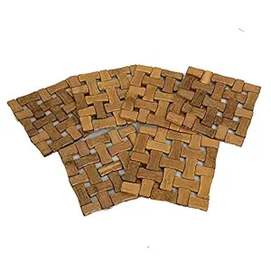 Kuber Industries Bamboo 6 Piece Heat Pad Set - Wooden