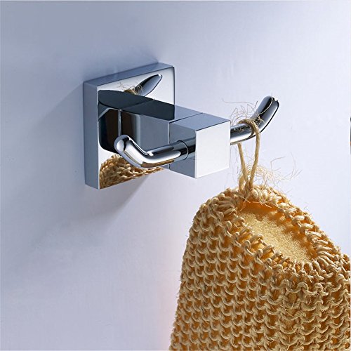Aothpher Messing verchromt Handtuchhaken, Modern Chrom Handtuch Kleiderhaken Luxus Quadrat Badezimmer Zubehör - 2