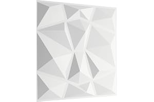 NOVECRAFTO Dekorative Wandpaneele Strukturierte Wandfliesen Diamant Design Weiß 6 Blatt Set | 1,5 qm | 16,15 m² | Wandverkleidung 3D Effekt Wanddekoration PVC Paneele Wandverkleidung 3D Wandpaneel