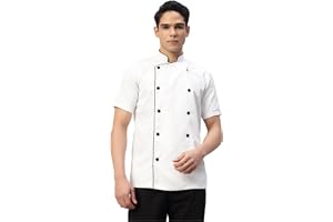 Premium Chef Coat for Men & Women | Double-Breasted, Half Sleeve, Unisex Chef Jacket | Professional Kitchen Uniform with Thermometer & Utility Pockets