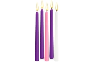 BBTO 5 Piezas Set de Velas de Adviento de Navidad 25 cm Vela Cónica Decorativa Tradicional 3 Púrpura 1 Rosa 1 Blanco para Candelabro Coronas de Adviento y Otras Decoraciones Navideñas