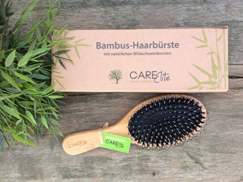 Haarbürste mit Wildschweinborsten ✮ Haarbürste aus natürlichem Bambus-Holz für kräftige und natürlich-schöne Haare für Frauen, Männer und Kinder ✮ Beste Holz-Haarbürste mit Misch-Borsten für Kopf-Massage ohne Ziepen ✮ Haarbürste mit Wildschweinborsten zum Entwirren und zur schonenden Haar-Pflege - 4