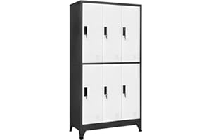 Norheim Taquillas Metalico, Taquillas Vestuario, Armario Taquillas Armarios Archivadores, con 6 Compartimento y Puertas con Cerradura, para Colegios y Oficinas, Gris Antracita y Blanco 90x45x180 cm